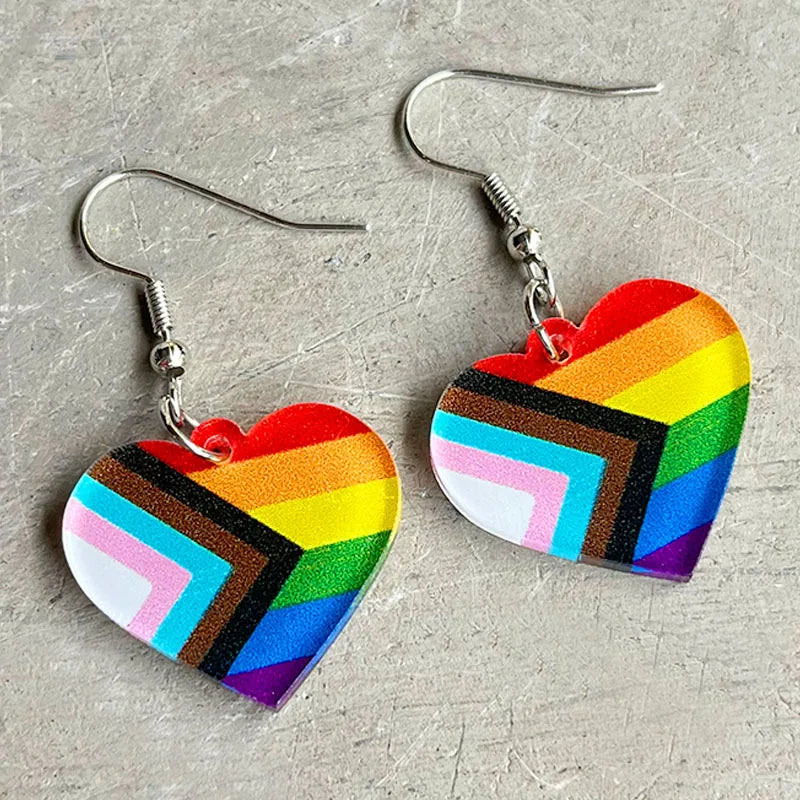 Two-Spirited Heart Shape Acrylic Earrings