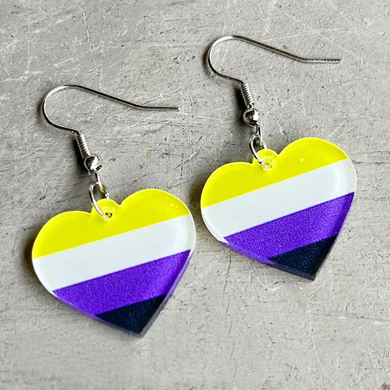 Two-Spirited Heart Shape Acrylic Earrings