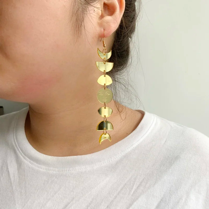 Iridescent Acrylic ʔaldzi (Moon) and sa (Sun) shape Earrings