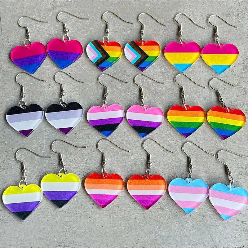 Two-Spirited Heart Shape Acrylic Earrings