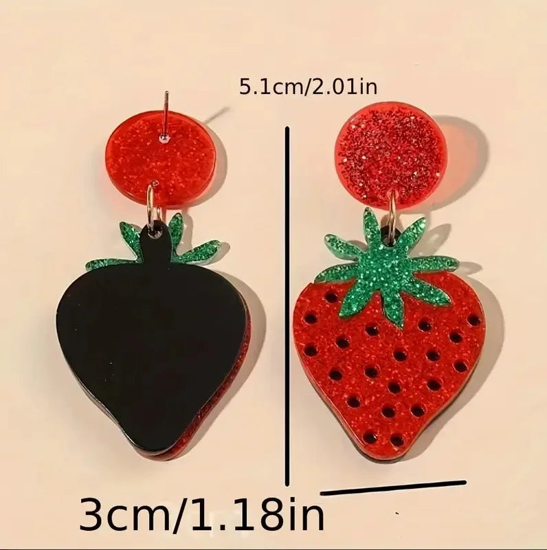 Acrylic deldel (Red) ?undziny (strawberry) earrings