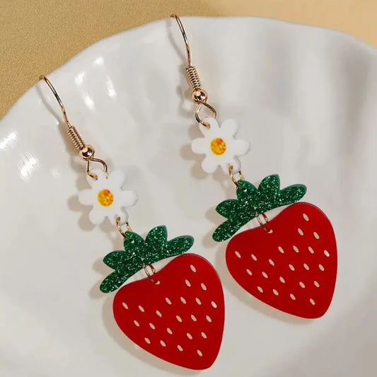 Acrylic deldel (Red) ?undziny (strawberry) earrings