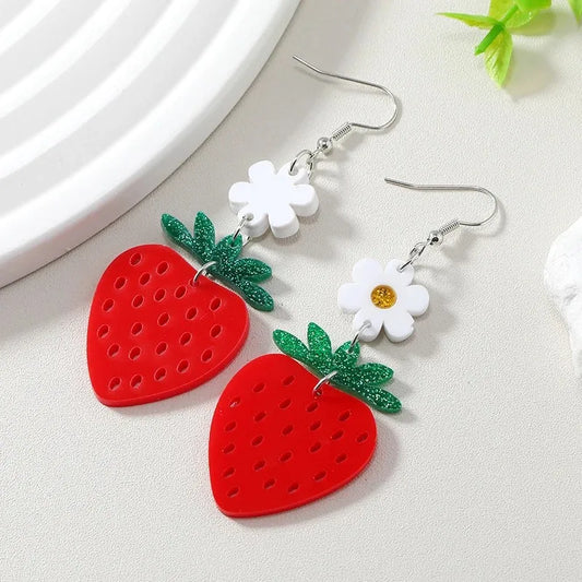 Acrylic Fresh Red Strawberry earrings