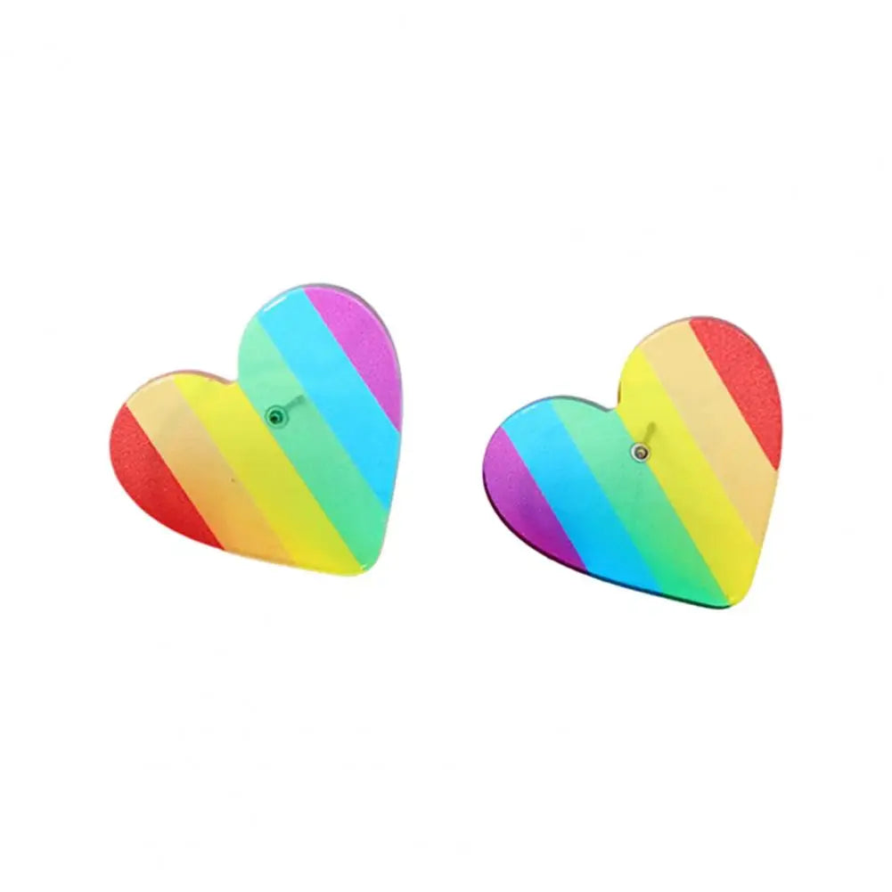 Rainbow Earrings Rainbow Series Geometric Shape Love Letter Chain Earrings Lightweight Statement Jewelry Gift for Her Day Gifts