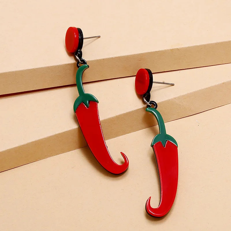 Strawberry Earrings Fashion Sweet Cute Fruit Earrings Simple Trendy Exaggerated Red Cherry Earring  Vegetable Pepper Earrings