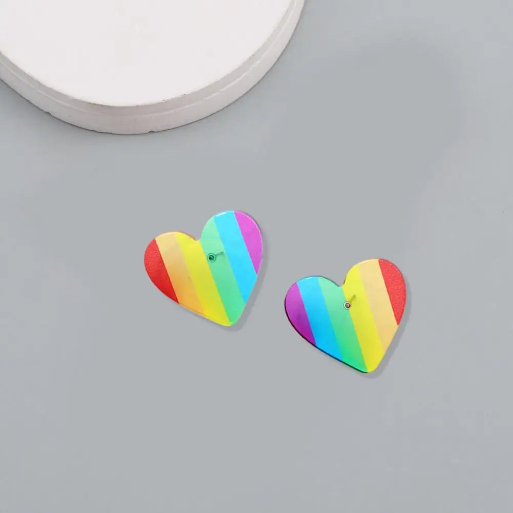 Rainbow Earrings Rainbow Series Geometric Shape Love Letter Chain Earrings Lightweight Statement Jewelry Gift for Her Day Gifts