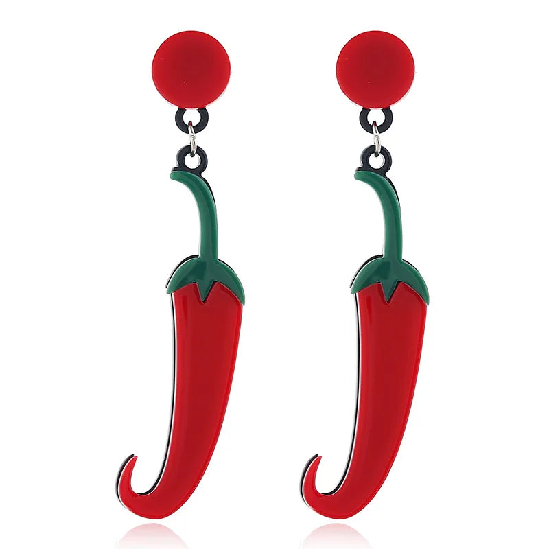 Strawberry Earrings Fashion Sweet Cute Fruit Earrings Simple Trendy Exaggerated Red Cherry Earring  Vegetable Pepper Earrings