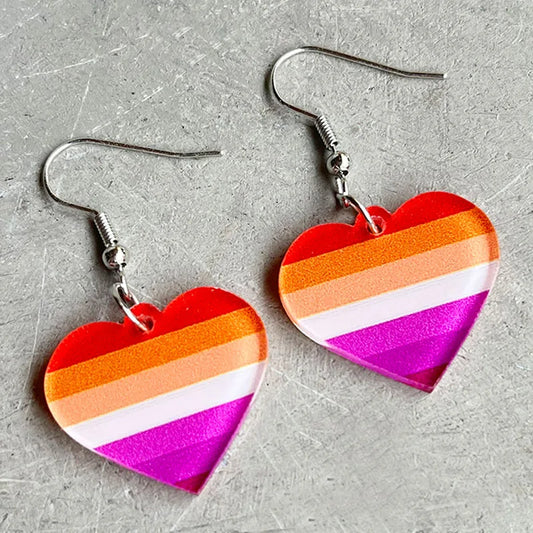 Two-Spirited Heart Shape Acrylic Earrings