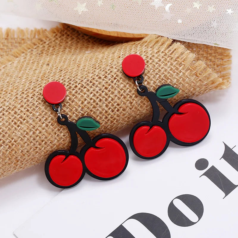 Strawberry Earrings Fashion Sweet Cute Fruit Earrings Simple Trendy Exaggerated Red Cherry Earring  Vegetable Pepper Earrings
