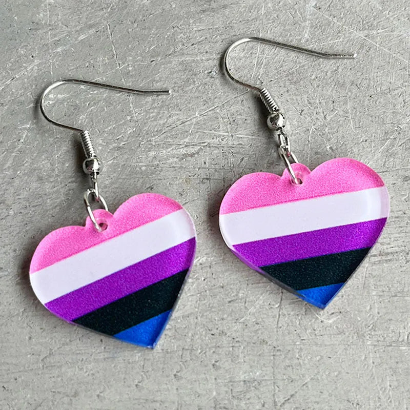 Two-Spirited Heart Shape Acrylic Earrings