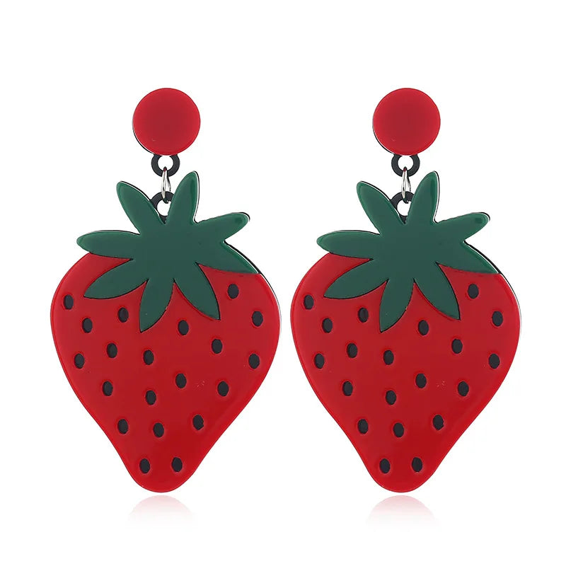 Strawberry Earrings Fashion Sweet Cute Fruit Earrings Simple Trendy Exaggerated Red Cherry Earring  Vegetable Pepper Earrings