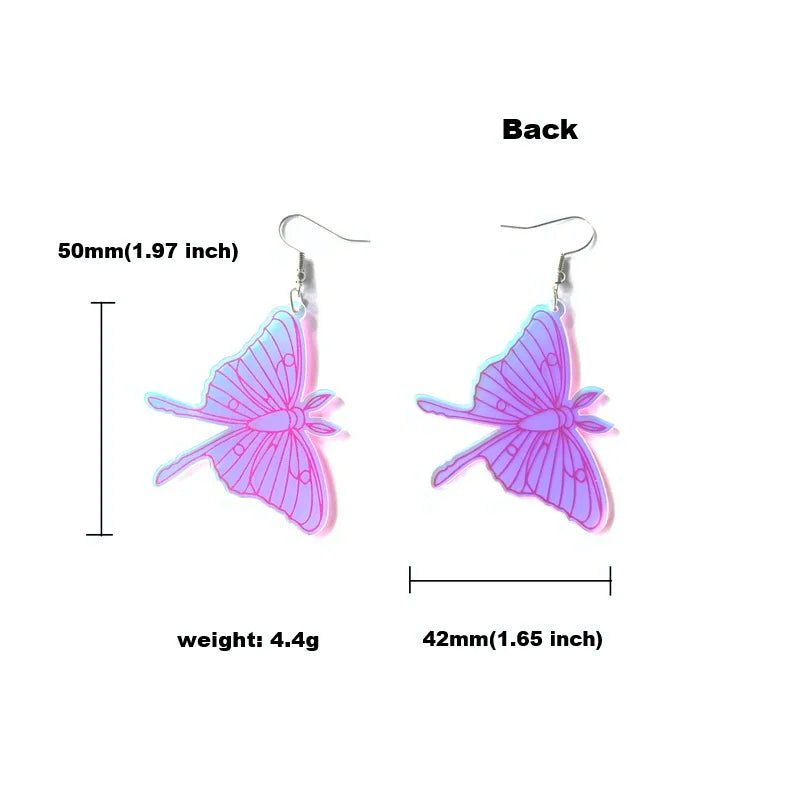 Simple Colorful Fairy Iridescent Butterfly Luna Moth Earrings For Women Cute Hypoallergenic Butterflies Earring Party Jewerly