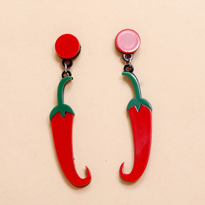 Strawberry Earrings Fashion Sweet Cute Fruit Earrings Simple Trendy Exaggerated Red Cherry Earring  Vegetable Pepper Earrings