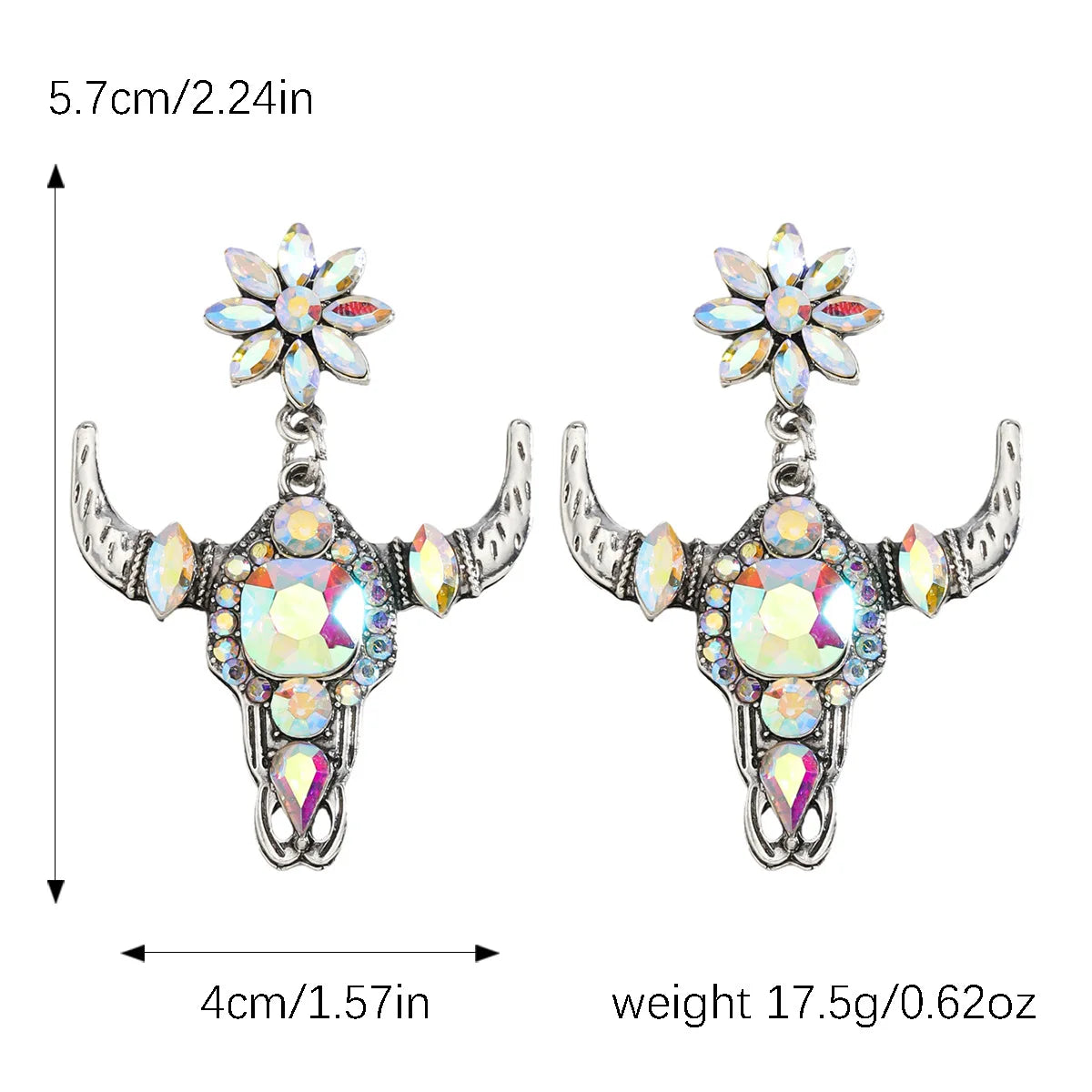 Gorgeous Steer Skull Stone Stud Earrings